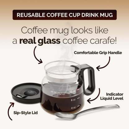 💕49% OFF💖☕ 16 Oz Glass Coffee Mug – Coffee Pot Style