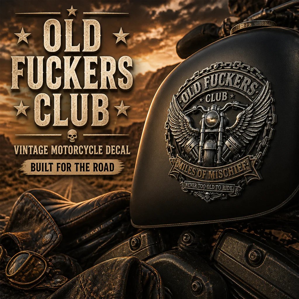 Old F**kers Club – Miles of Mischief Motorcycle Emblem