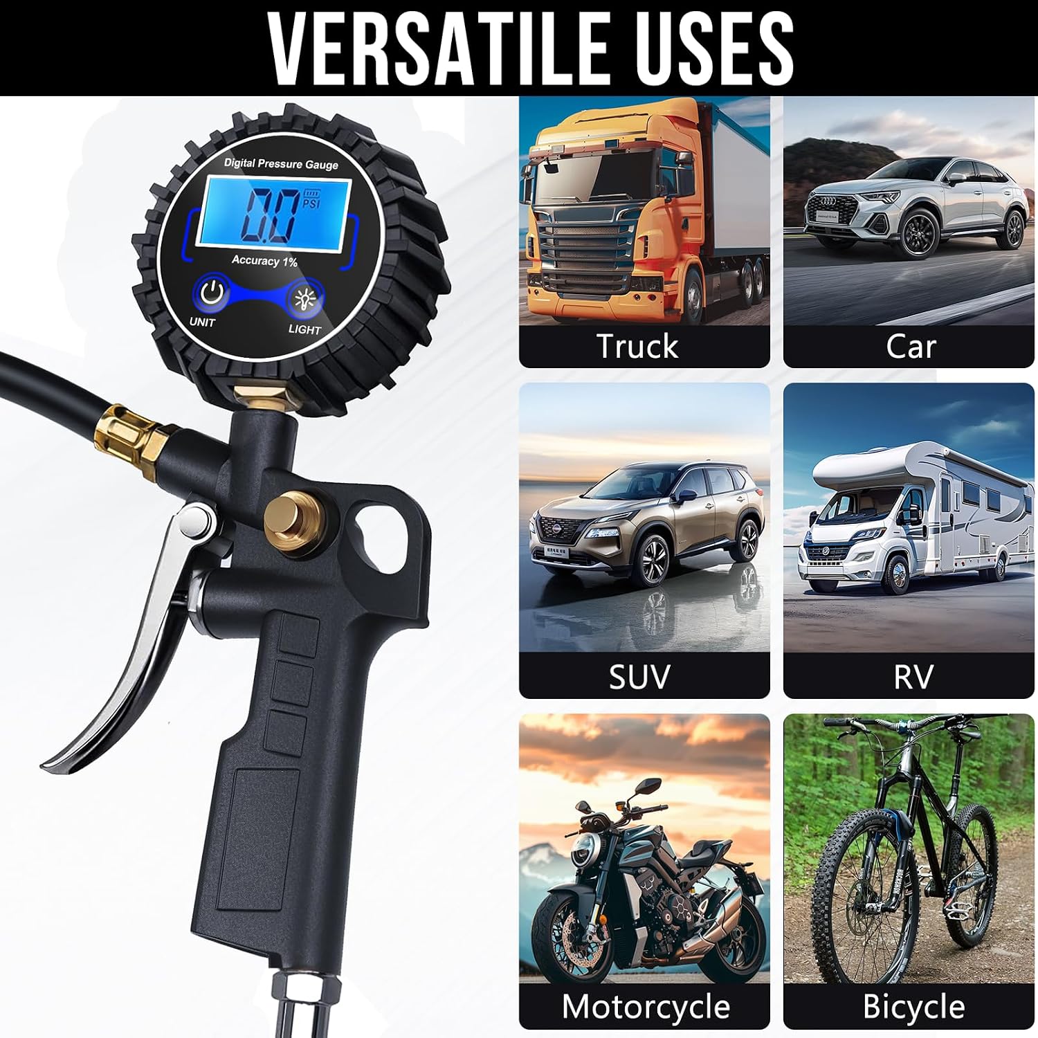 🔥LAST DAY 50% OFF - 🛠️🚗 High Precision Digital Tire Inflator Pressure Gauge | 3-in-1 Inflate Deflate Check Tire Tool