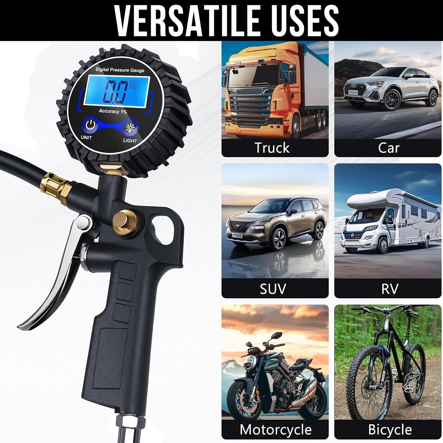 🔥LAST DAY 50% OFF - 🛠️🚗 High Precision Digital Tire Inflator Pressure Gauge | 3-in-1 Inflate Deflate Check Tire Tool