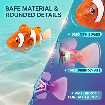 4Pcs Induction Activated LED Light Up Auto-Swimming Bath Toy