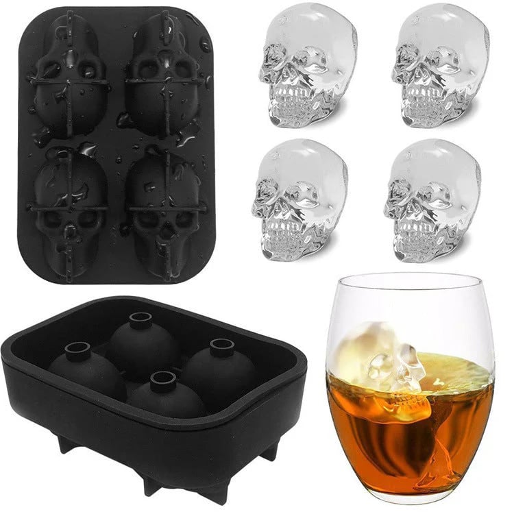 💀DIY Silicone Skull Ice Cube Tray – Giant Slow-Melt Skull for Whiskey & Cocktails – Food-Grade & Multi-Use Mold 🥃