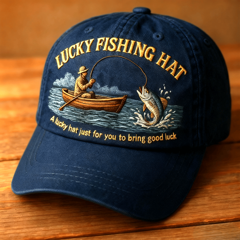 ✨Crafted by Hand Embroidery-🎣Lucky Fishing Hat(❤Breathable & Lightwei