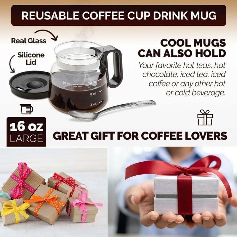 💕49% OFF💖☕ 16 Oz Glass Coffee Mug – Coffee Pot Style