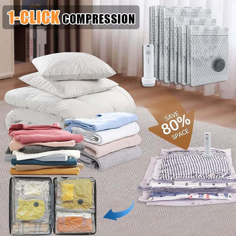 🔥 LAST DAY 50% OFF-Cordless Travel Vacuum Storage Compression Bag Set