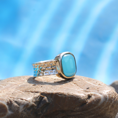 Sea Seeker Sea Glass Wide Band Ring