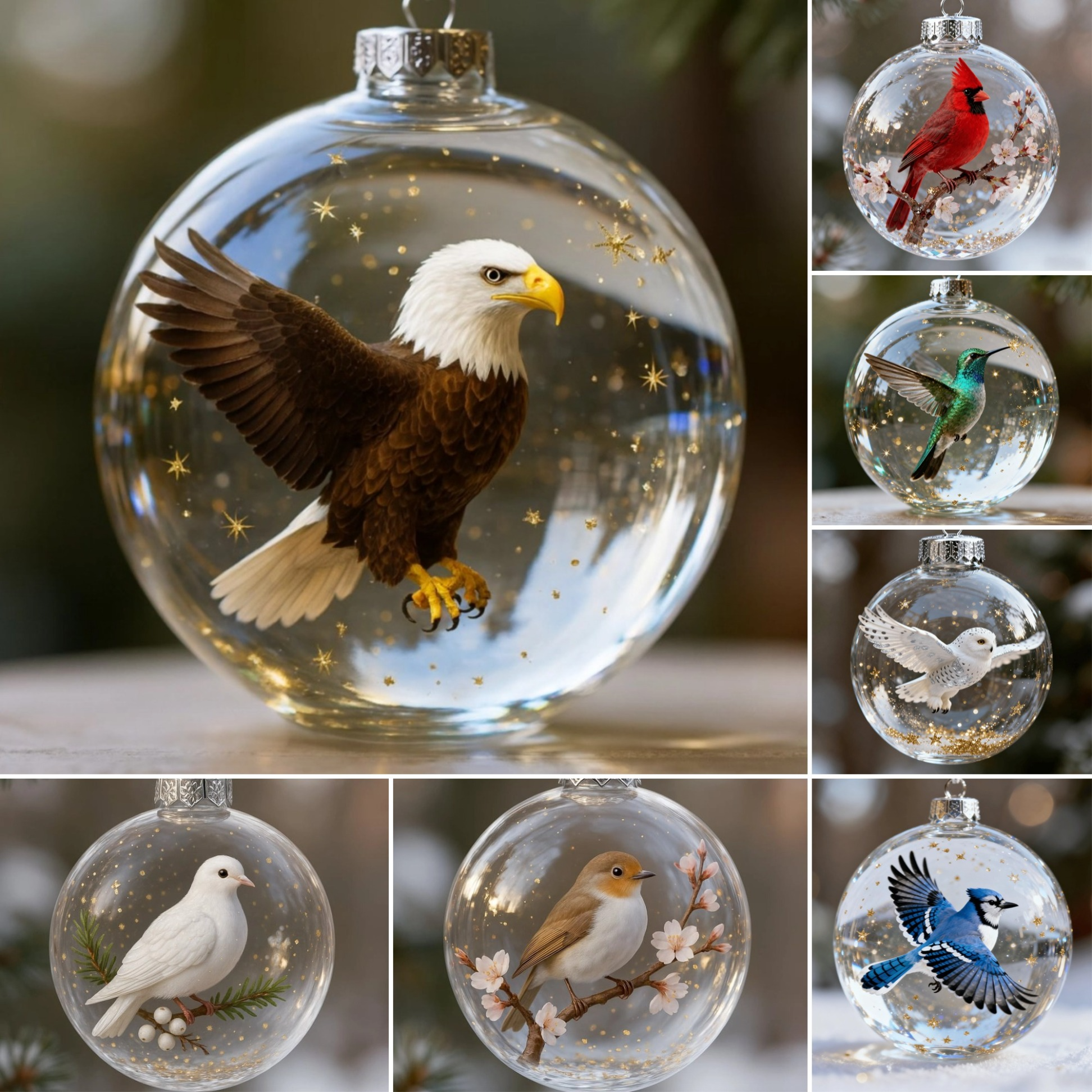 🔥LAST DAY 49% OFF-🐦Nature’s Birds Crystal Glass Ornament Set
