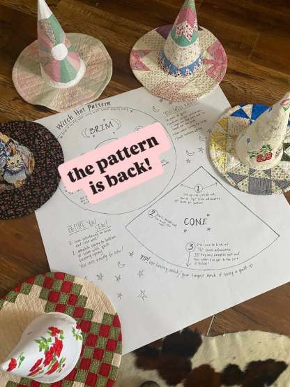 🔥Last Day 49% OFF - Handcrafted Quilted Witch Hat – Unique Folk Art for Halloween & Vintage Looks