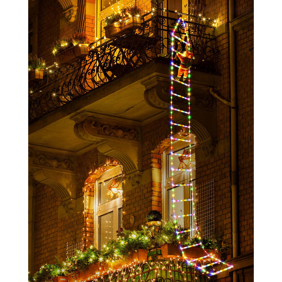 10FT LED Santa Claus Climbing Ladder Lights – USB Powered Christmas Outdoor & Indoor Decoration