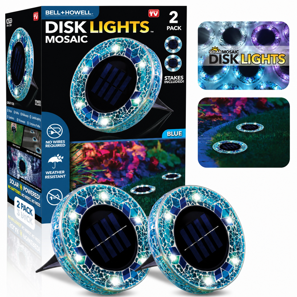 🛋️Solar Mosaic Disk Lights – Waterproof LED Pathway Lights with Auto On/Off