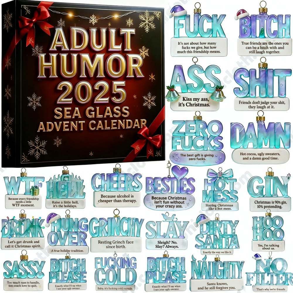 🌲Christmas Gift--🌊Sea Glass Accents 2025 Adult Humor Advent Calendar💥Limited 2025 Edition