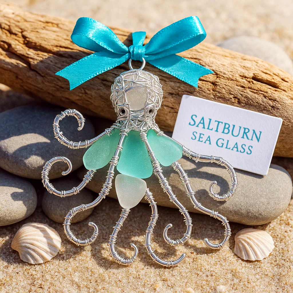 🌊✨Handmade Sea Glass Ocean Ornament