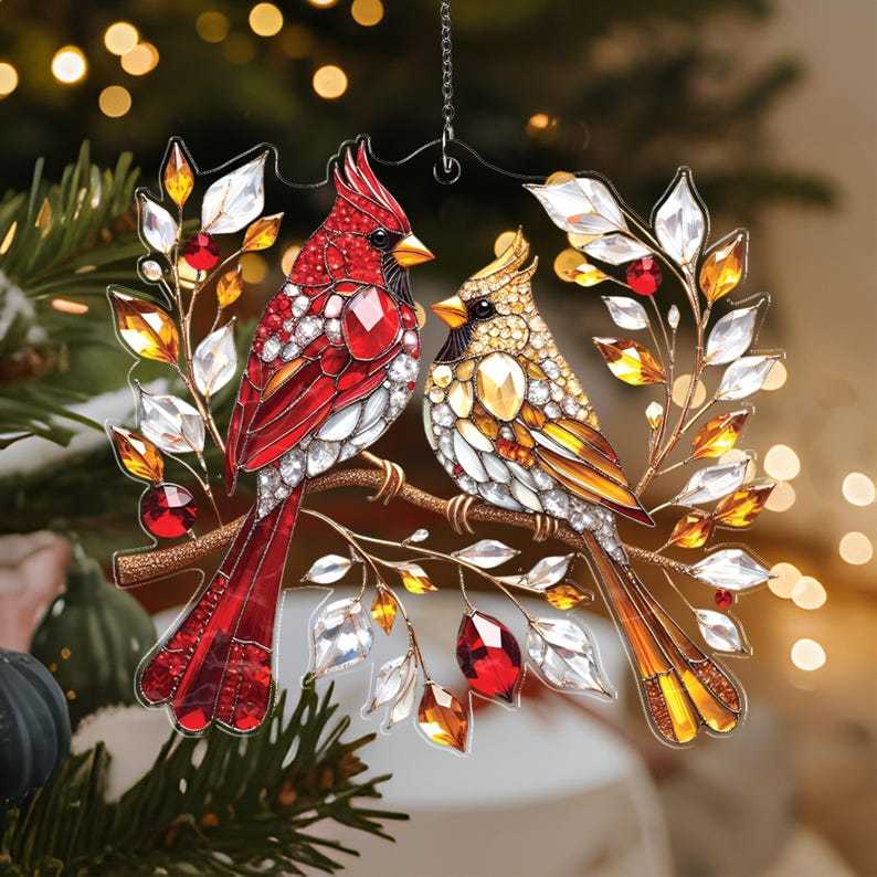 🌲Christmas Gift--❤️ Cardinal Couple Memorial Gift