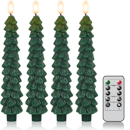 Christmas Tree Flameless Tapers Candles Remote Control LED Candles