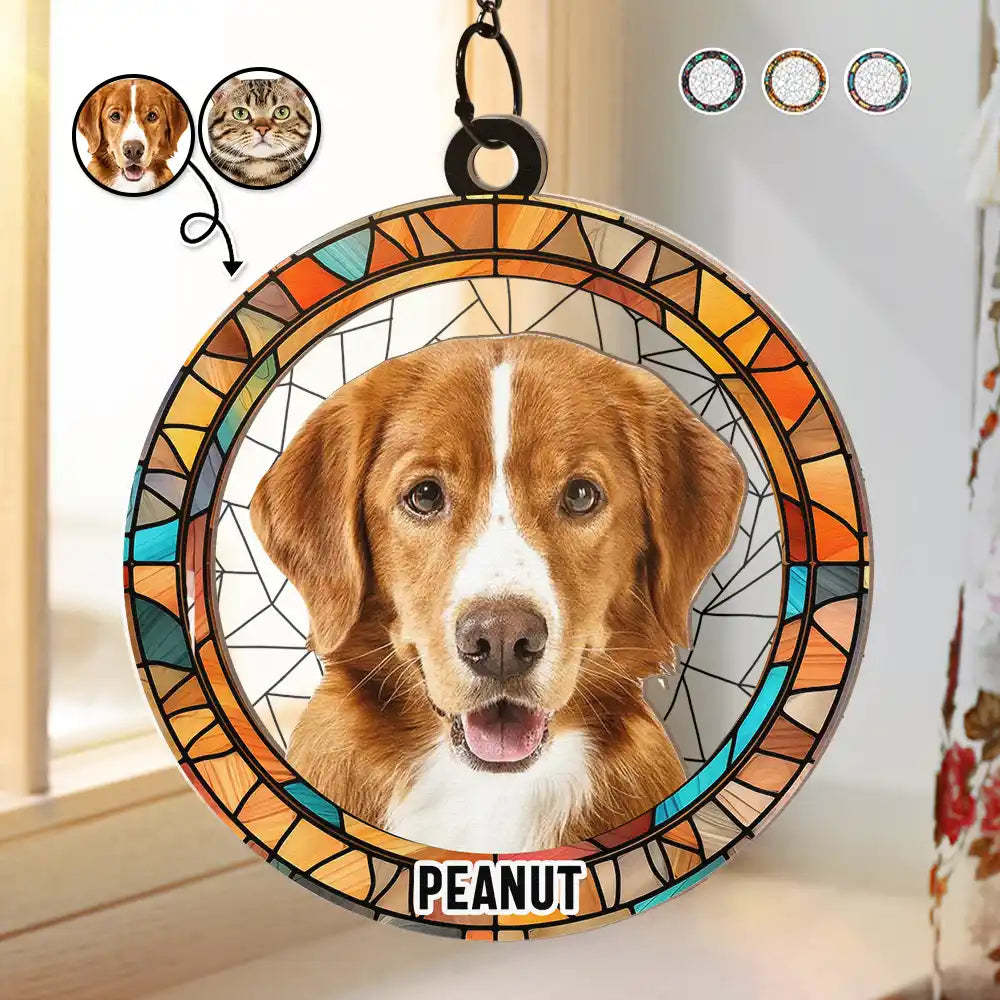 Custom Photo Dog Cat Portrait - Personalized Window Hanging Suncatcher