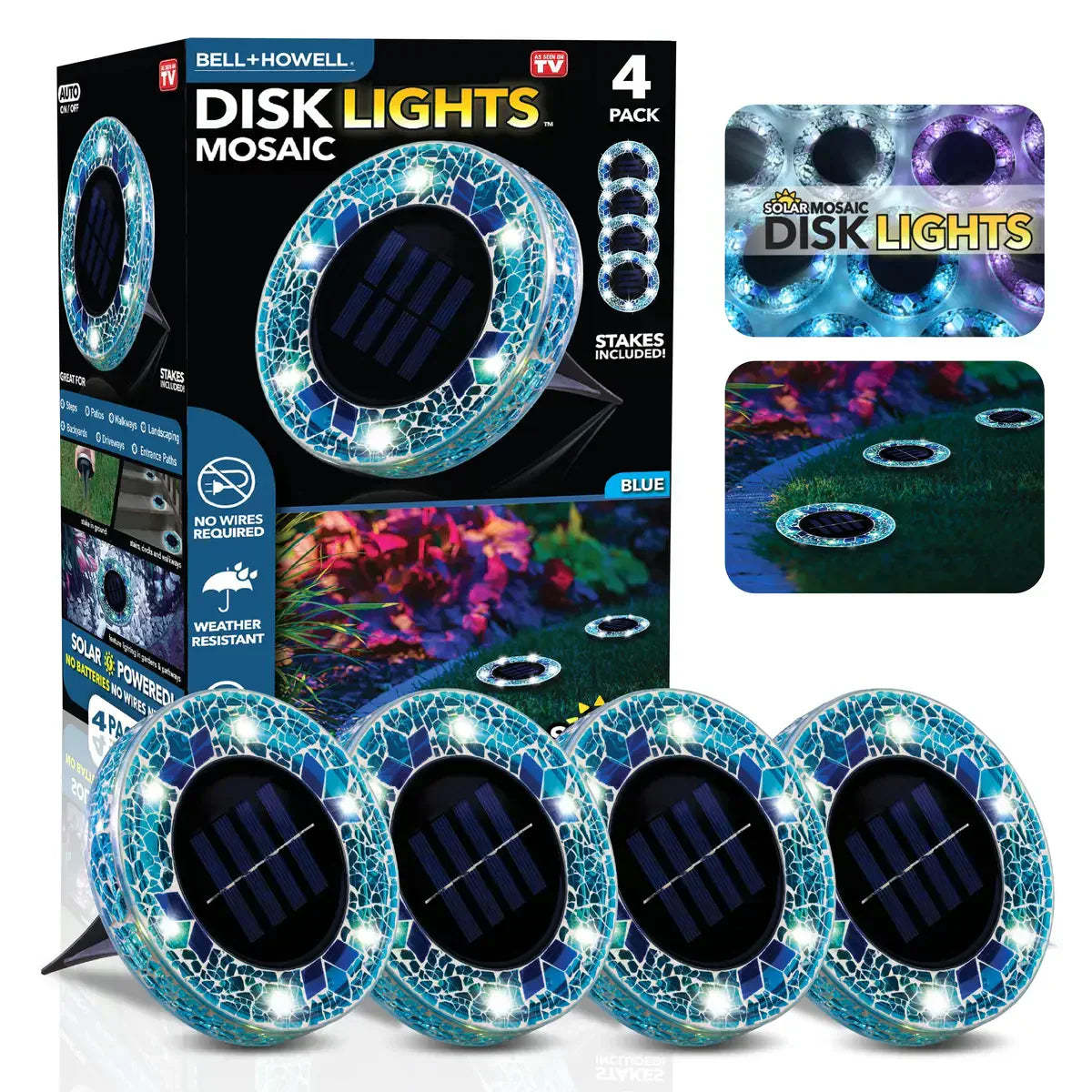 🛋️Solar Mosaic Disk Lights – Waterproof LED Pathway Lights with Auto On/Off