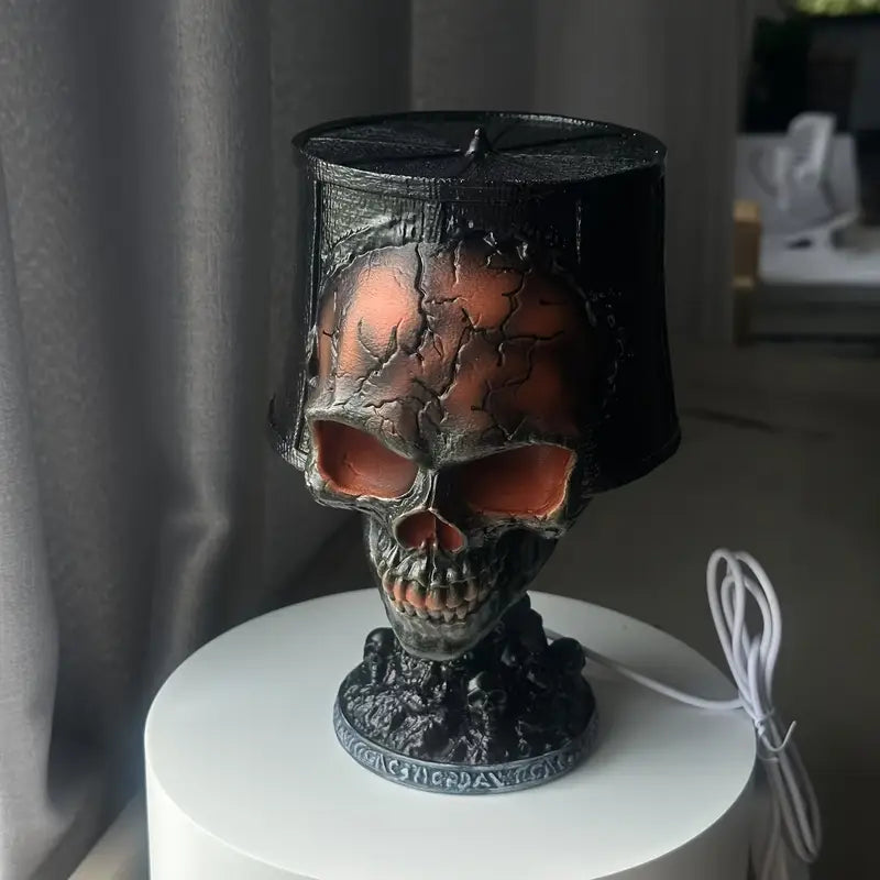 Molten Skull Lava Lamp, Halloween Lava Stone Skull Night Light 