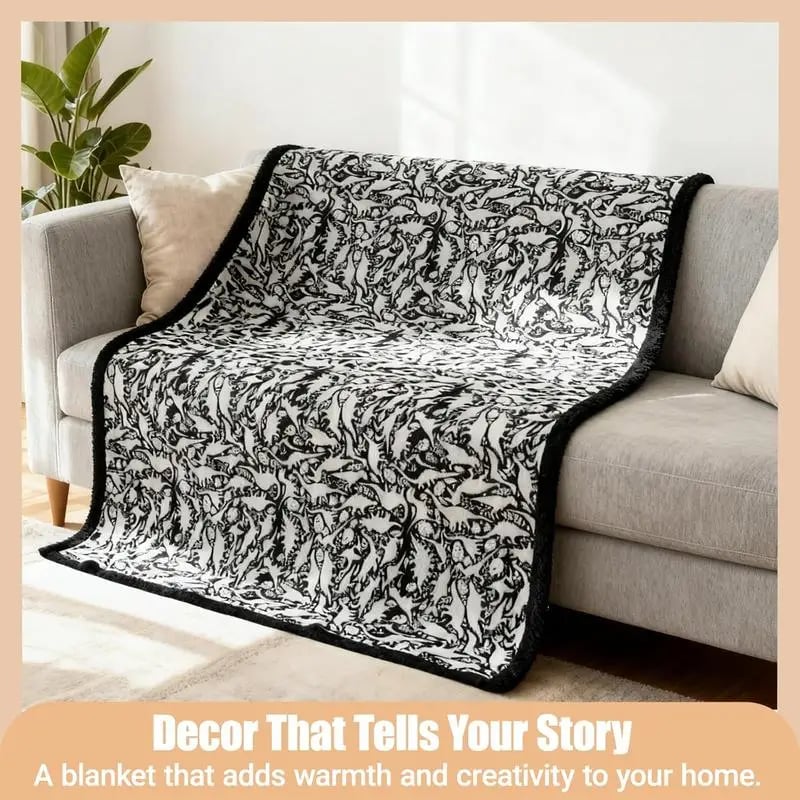 DIY Coloring Blanket 50x60 Inch Fleece Throw for Kids & Adults with 24 Marker Pens