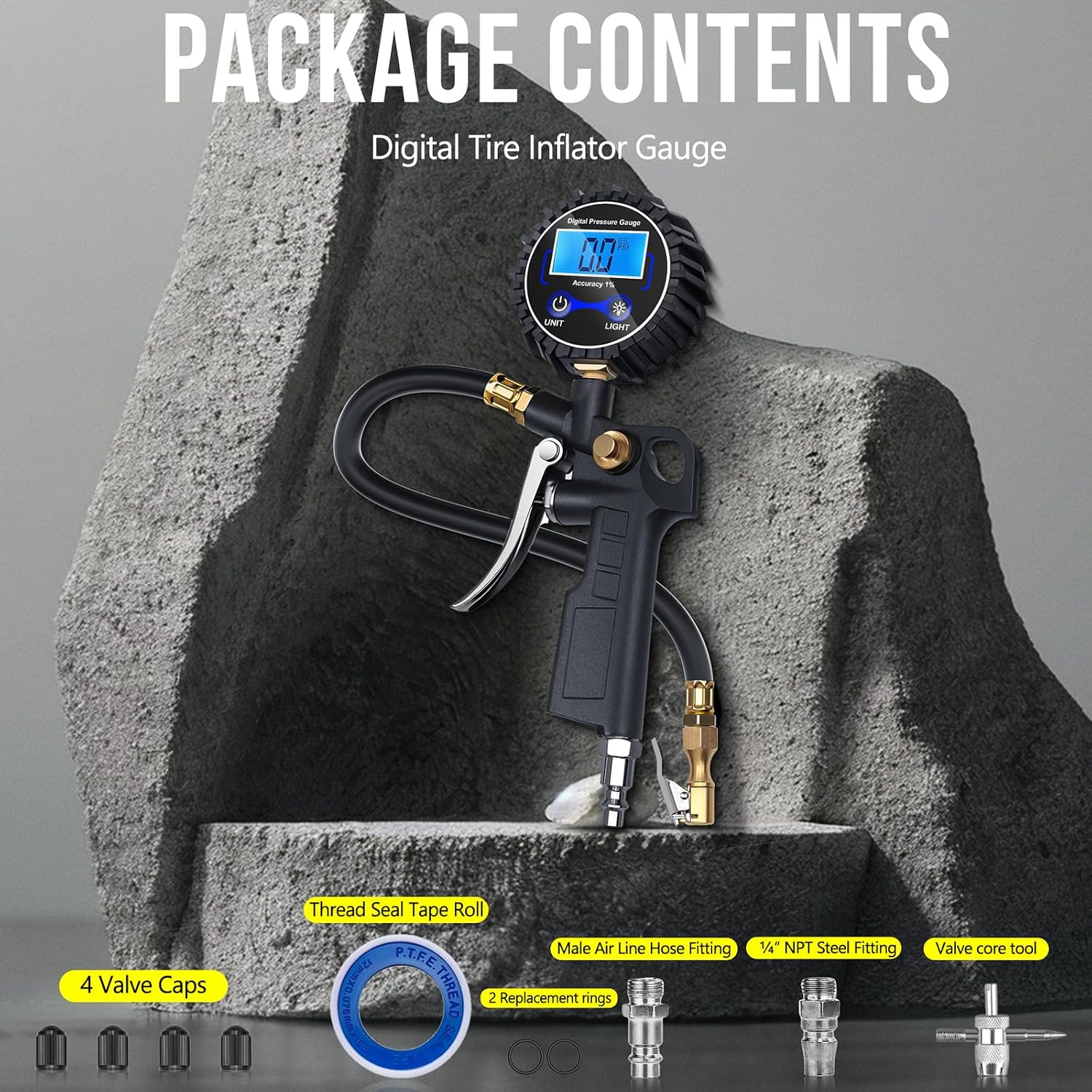 🔥LAST DAY 50% OFF - 🛠️🚗 High Precision Digital Tire Inflator Pressure Gauge | 3-in-1 Inflate Deflate Check Tire Tool