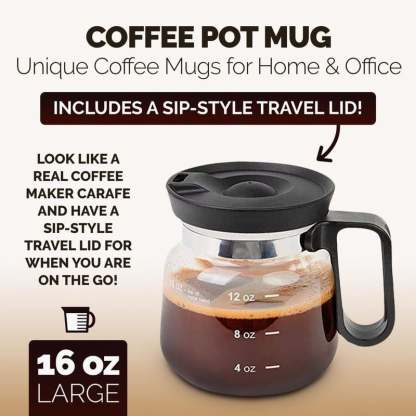 💕49% OFF💖☕ 16 Oz Glass Coffee Mug – Coffee Pot Style