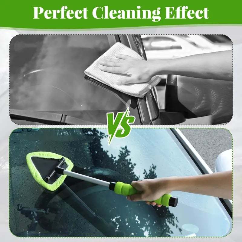 💥 💥  🔥  Windshield Cleaning Tool, Microfiber Car Window Cleaner with 4 Reusable and Washable Microfiber Pads and Extendable Handle