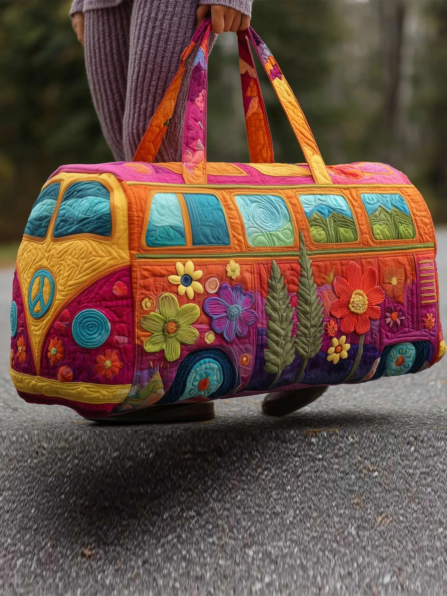🏆 New Year Special Offer 50% OFF -  Hippie Van Quilted Duffle Bag
