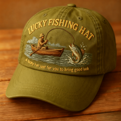 ✨Crafted by Hand Embroidery-🎣Lucky Fishing Hat(❤Breathable & Lightweight Comfort & Unisex Fit)