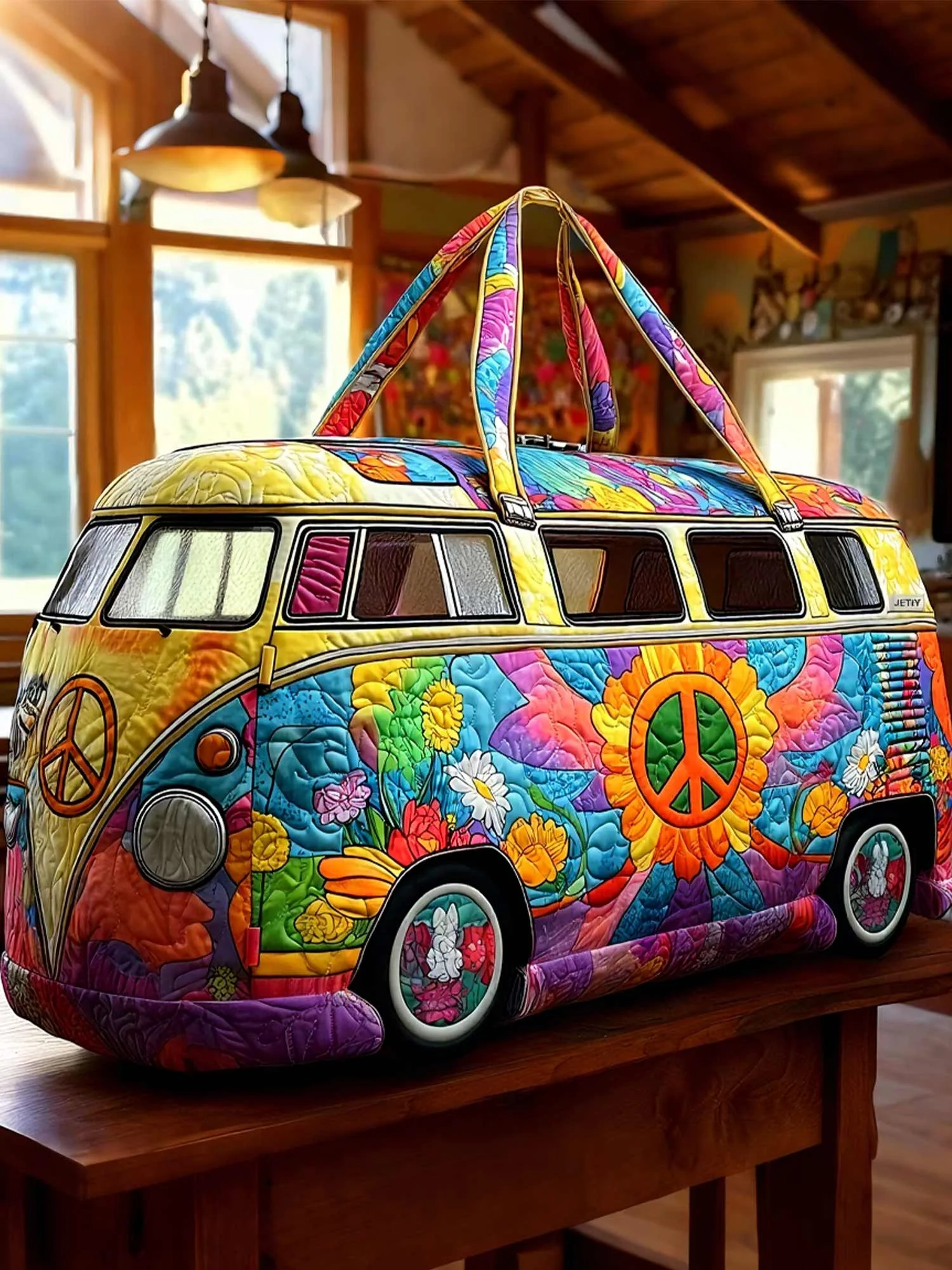 🏆 New Year Special Offer 50% OFF🔥 Hippie Van Quilted Duffle Bag