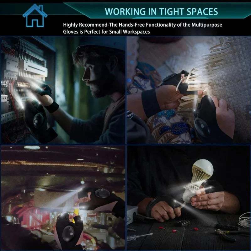 🔥🔥Hands-Free LED Half Finger Gloves