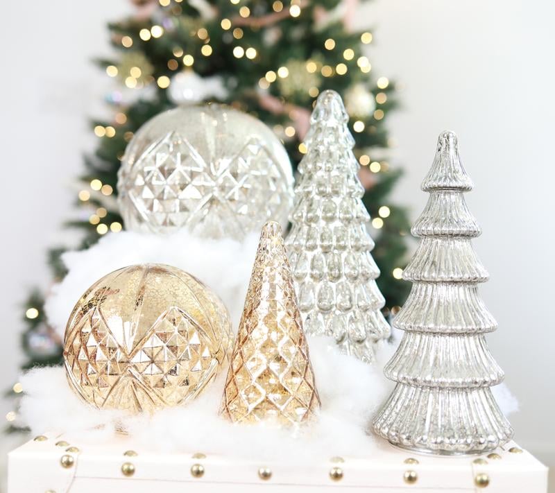 BFF Collection Set of 5 Illuminated Mercury Glass Trees