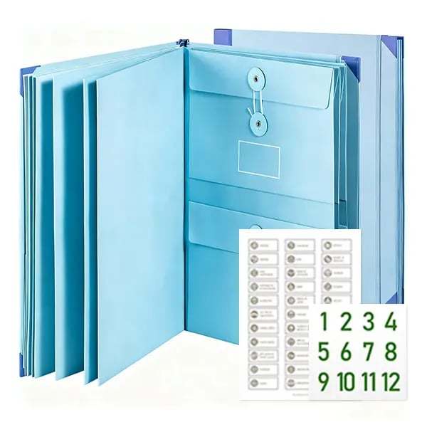 Accordion File Organizer Manila Pocket Document Folder for Passports, 