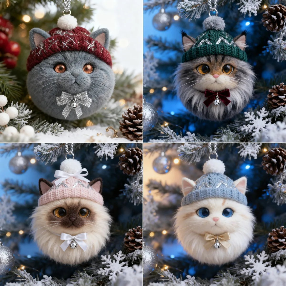 🎁❤️Early Christmas Sale 50% OFF -Furry Friends: Winter Cat Ornament Collection