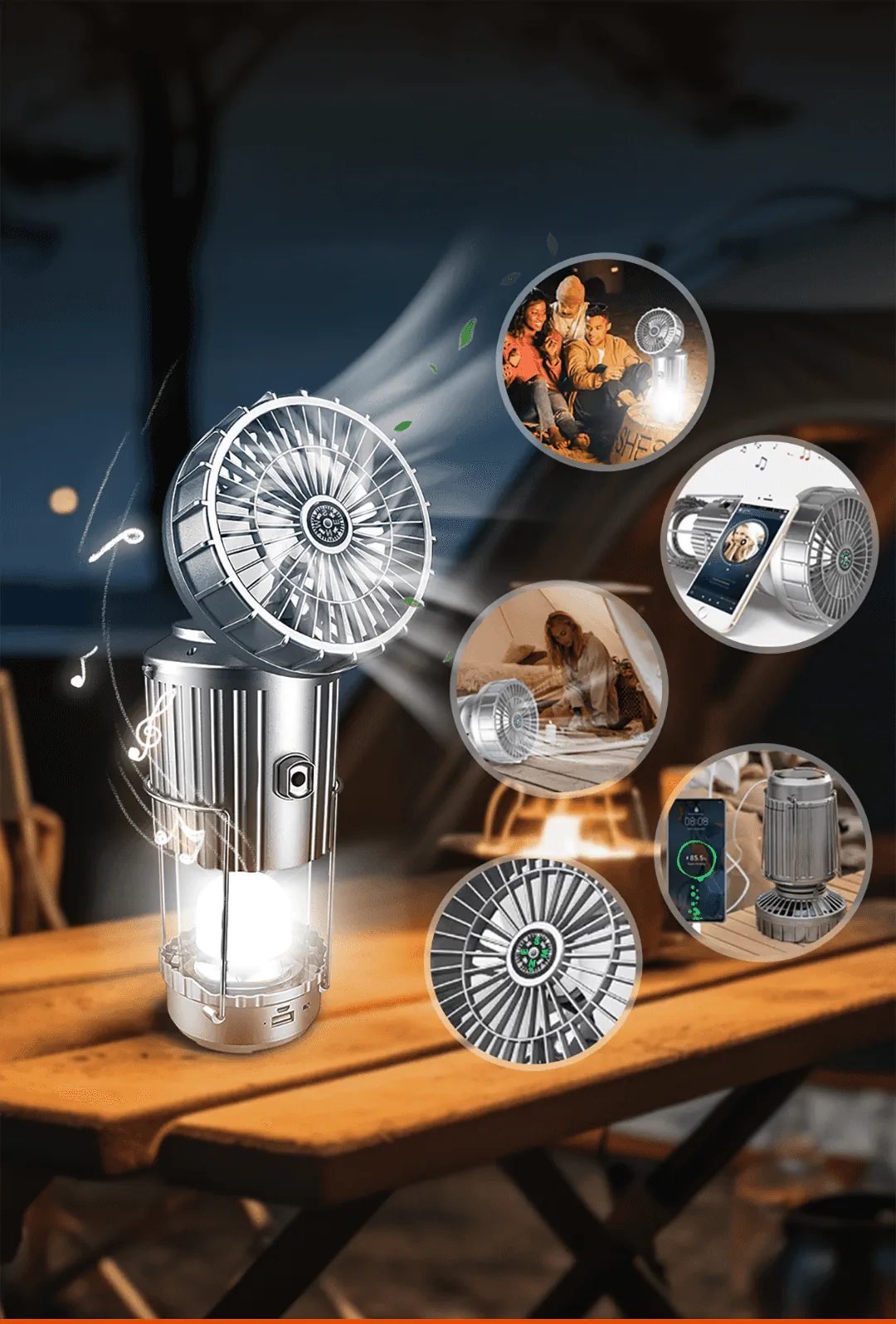 🏆Flash Sale⚡ 50K+ SOLD!💥🔥5-In-1 Portable LED Camping Lantern With Fan
