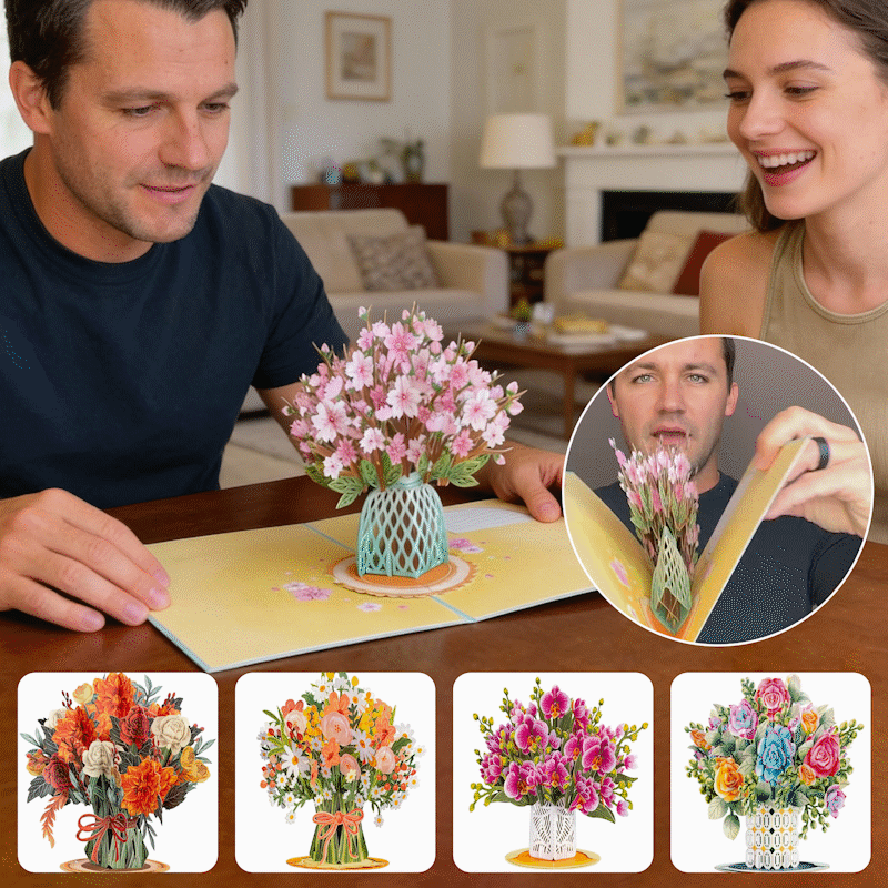 💌2-in-1 Gift & Décor for Every Moment🌸3D Flower Bouquet Pop Up Card