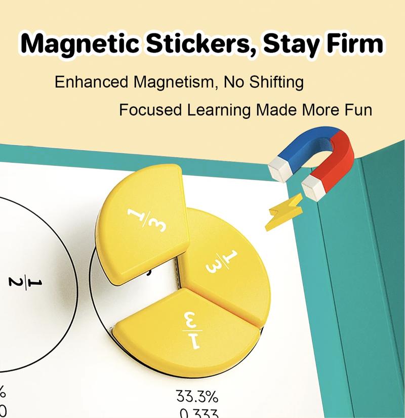 Magnetic Fraction Demonstration Book &ndash; Visual Math Manipulatives with Tiles & Circles, Educational Toy for Kids, Montessori Homeschool Supplies and Interactive Math Teaching Aid for Preschool Learning