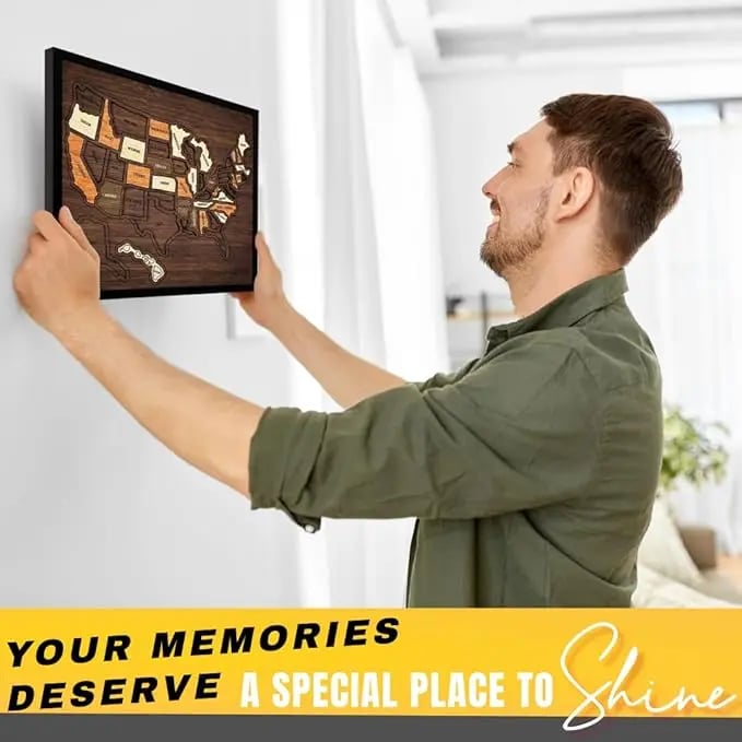 🔥Last Day 50% OFF -Wooden USA Travel Map Puzzle🧩A Stylish Way to Track Your Journey & Memories