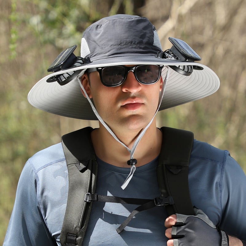 🔥LAST DAY 50% OFF - Wide Brim Solar Fan Outdoor Fishing Hat-Solar & USB Charging
