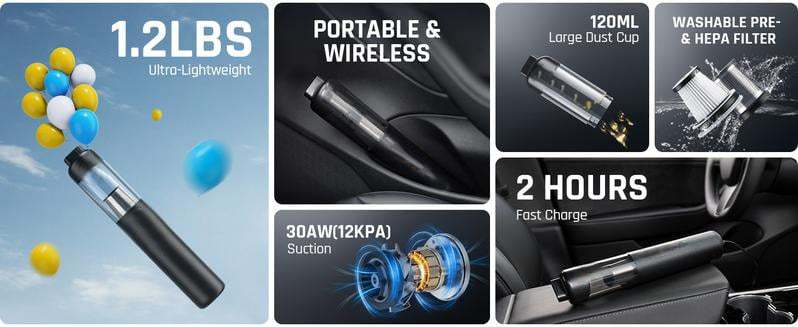 💥LAST DAY SALE 49% OFF💥Slim V8 Mate Cordless Car Vacuum High Power 13000Pa/30AW