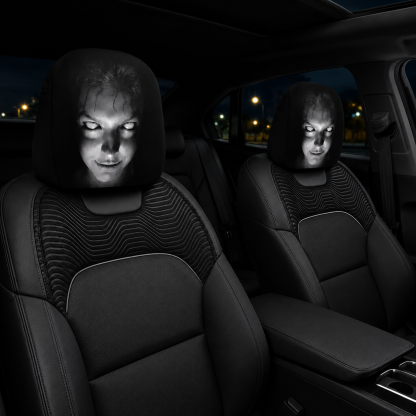 Funny Cartoon Car Headrest Covers – 2PCS Universal Fit