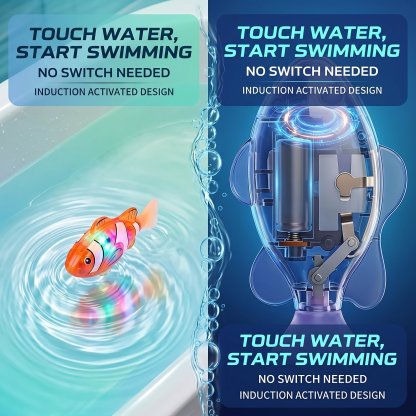 4Pcs Induction Activated LED Light Up Auto-Swimming Bath Toy