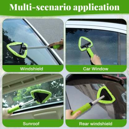 💥 💥  🔥  Windshield Cleaning Tool, Microfiber Car Window Cleaner with 4 Reusable and Washable Microfiber Pads and Extendable Handle