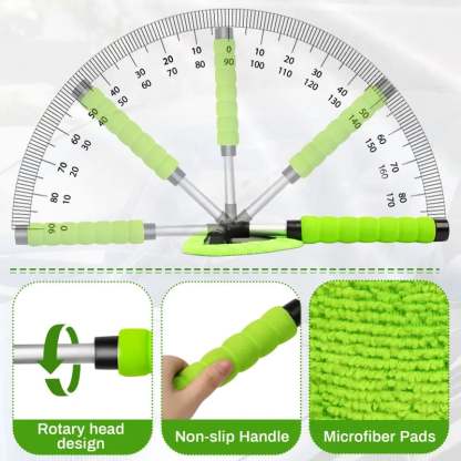 💥 💥  🔥  Windshield Cleaning Tool, Microfiber Car Window Cleaner with 4 Reusable and Washable Microfiber Pads and Extendable Handle