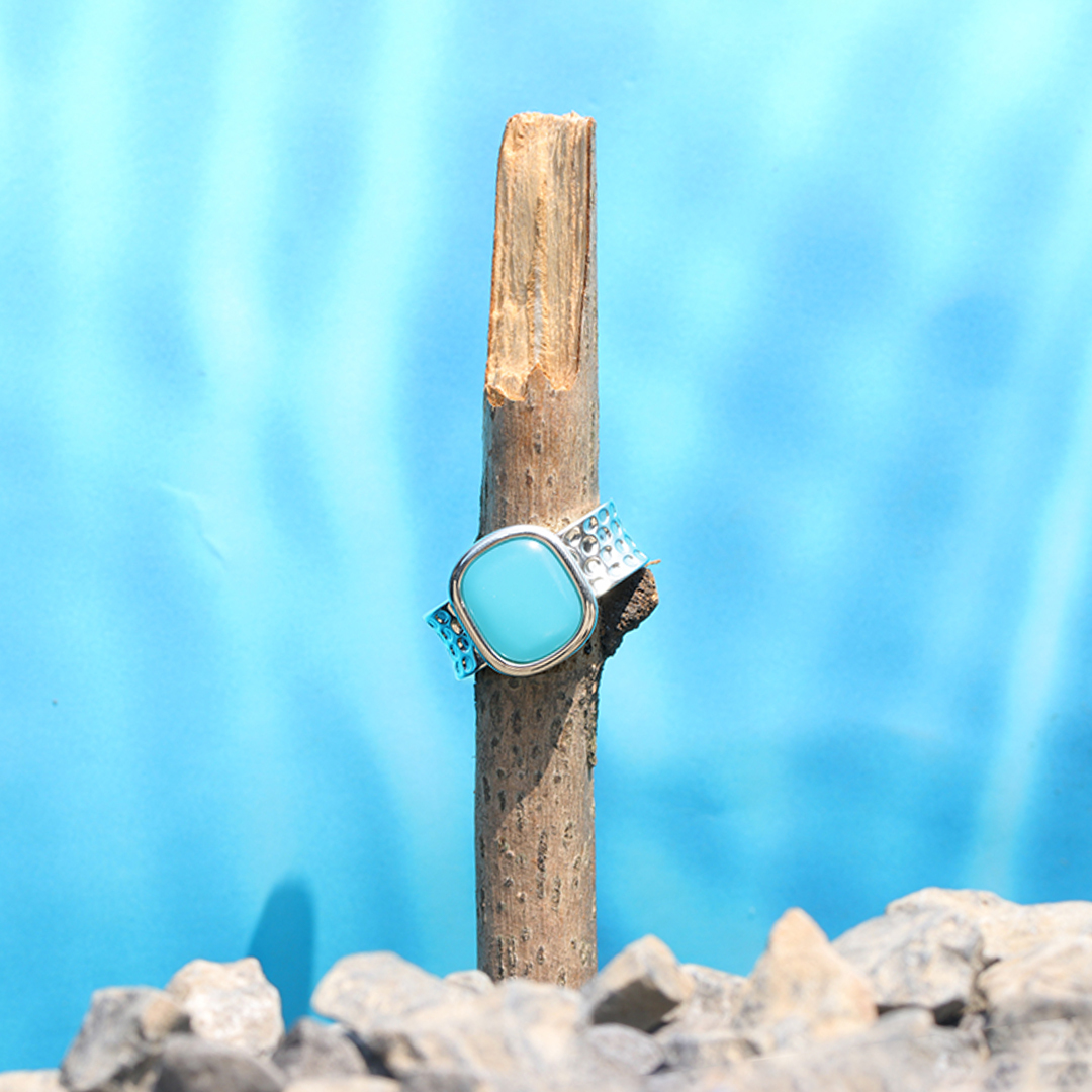 Sea Seeker Sea Glass Wide Band Ring