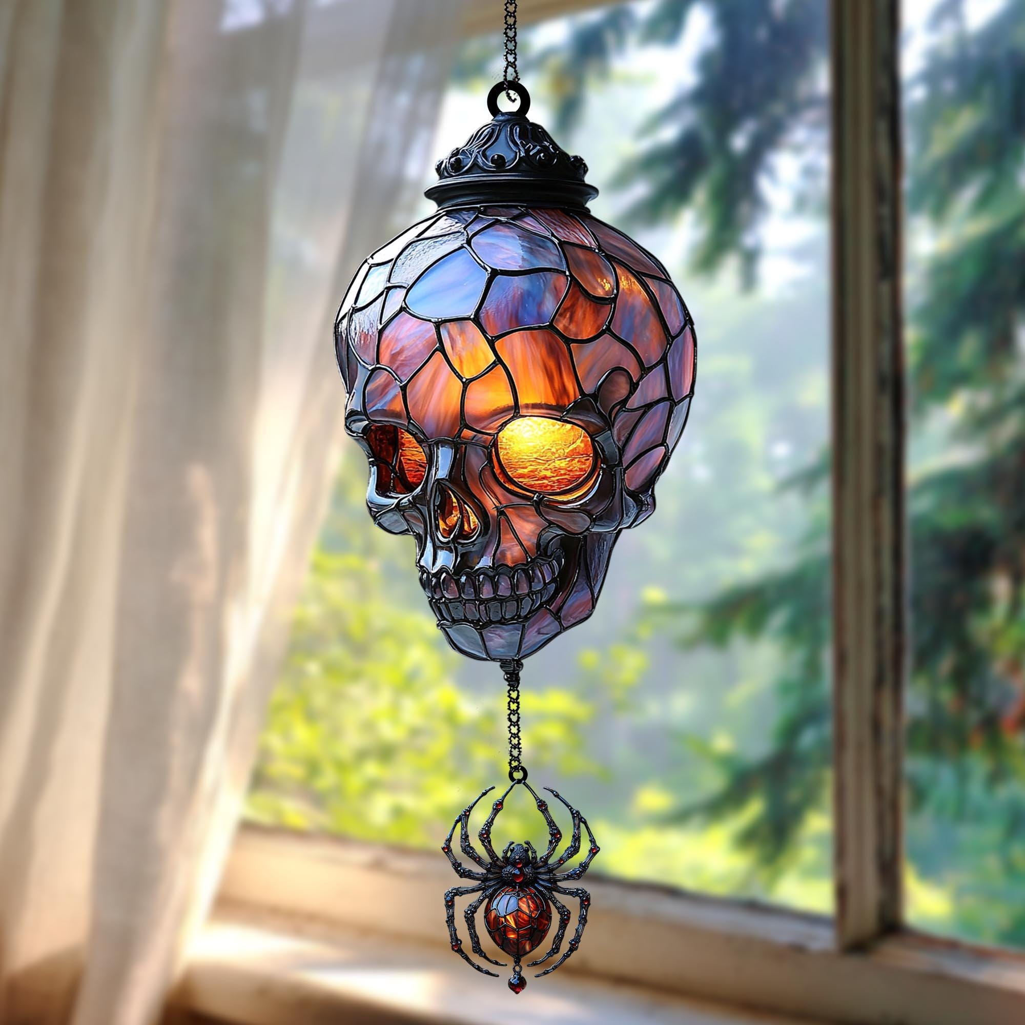 Vintage Gothic Skull Suncatcher