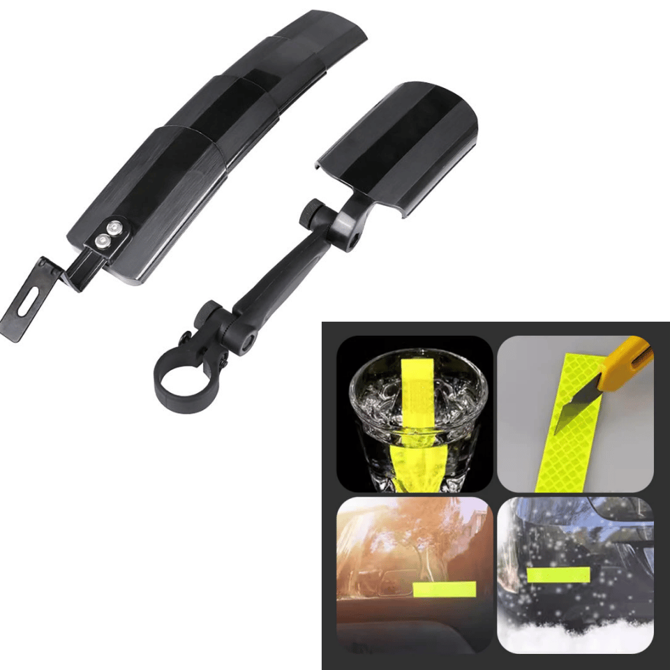 Retractable and adjustable bicycle mudguard set