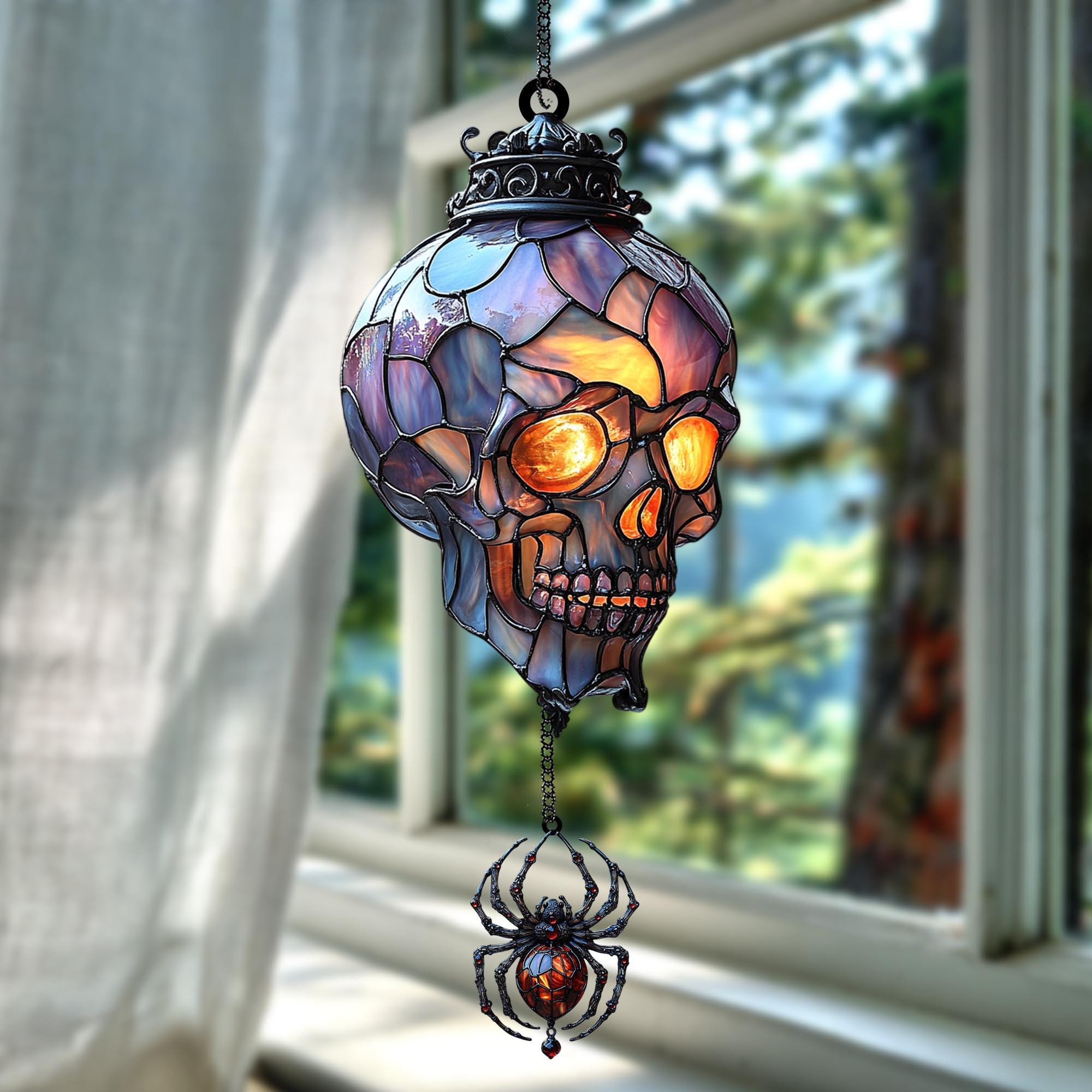 Vintage Gothic Skull Suncatcher