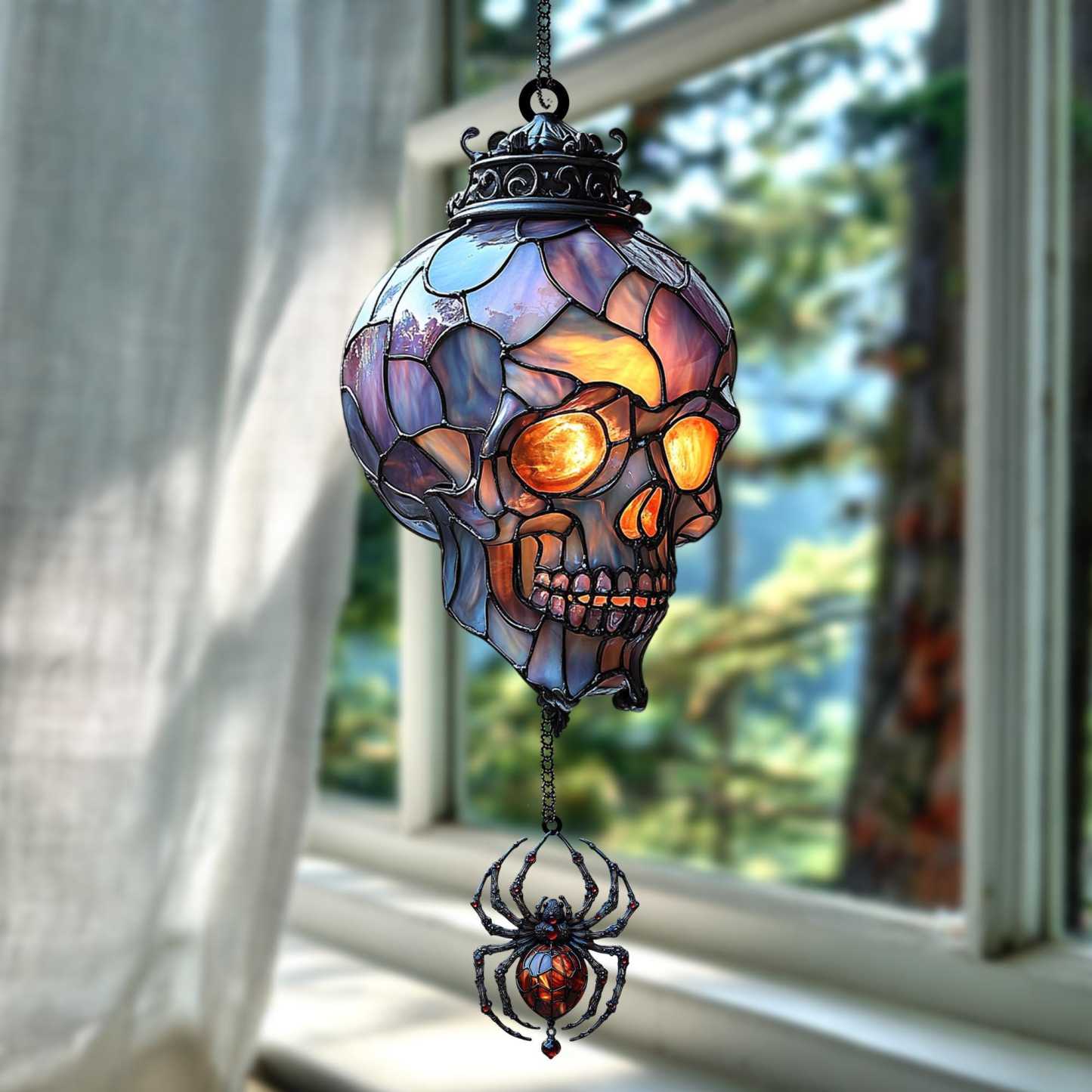 Vintage Gothic Skull Suncatcher