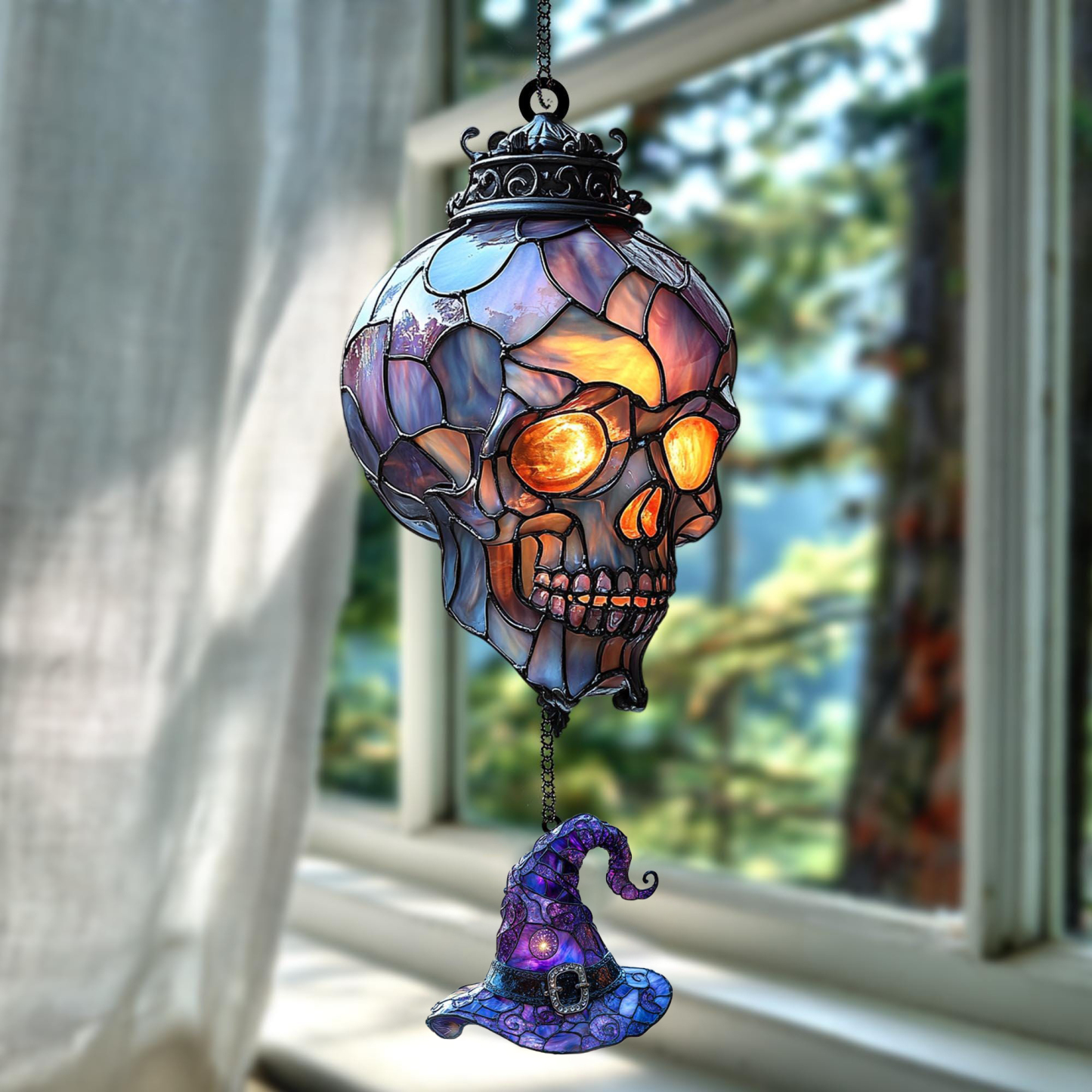 Vintage Gothic Skull Suncatcher