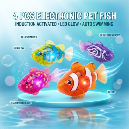 4Pcs Induction Activated LED Light Up Auto-Swimming Bath Toy