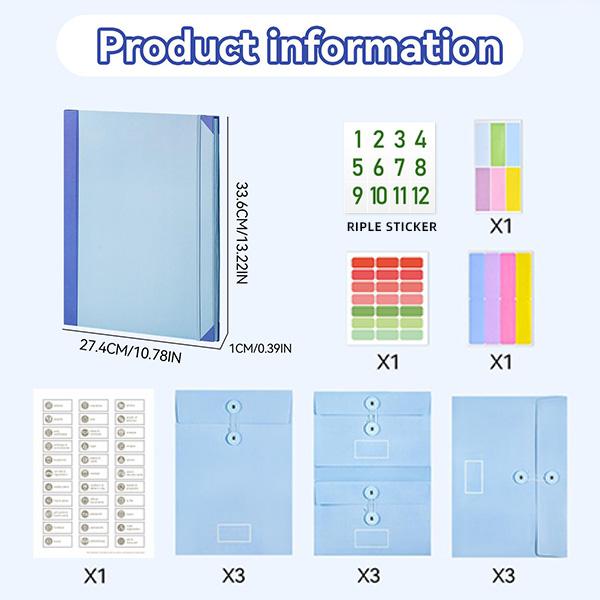 Accordion File Organizer Manila Pocket Document Folder for Passports, Birth Certificates & Important Papers, Office & Home Storage